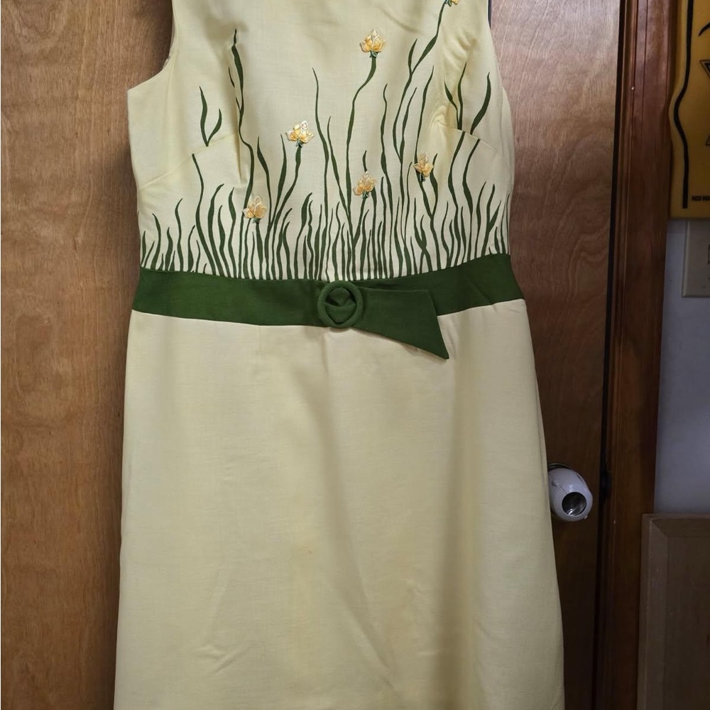 Elegant Green and Cream Dress